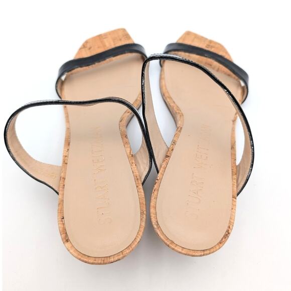 Stuart Weitzman Aleena Wedge Slide Sandal Women's Black Size US9.5 EU40 - Picture 6 of 11